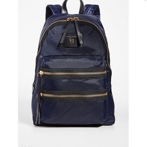 Marc Jacobs nylon backpack navy blue gold zip new